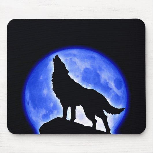 Wolf Howling bij Moon Muismat (Voorkant)