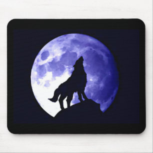 Wolf Howling bij Moon Muismat