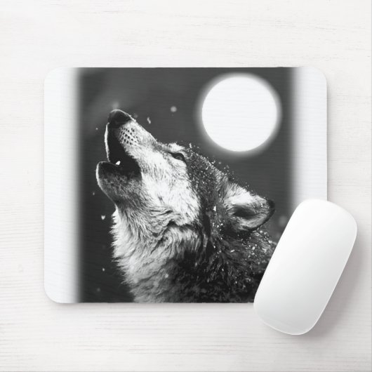 Wolf Howling bij Moon Muismat (Met muis)
