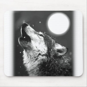 Wolf Howling bij Moon Muismat