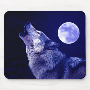 Wolf Howling bij Moon Muismat