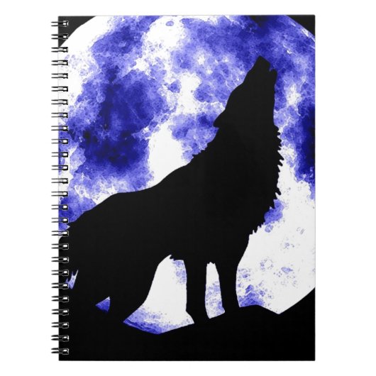 Wolf Howling bij Moon Notitieboek (Voorkant)