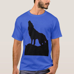 Wolf Howling bij Moon Pop Art Deep Royal Blue T-shirt