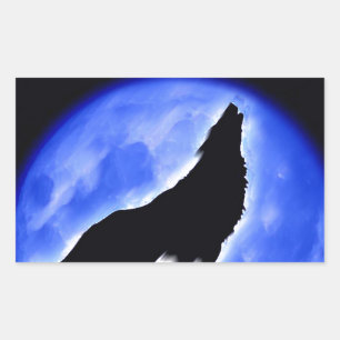 Wolf Howling bij Moon Rechthoekige Sticker