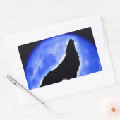 Wolf Howling bij Moon Rechthoekige Sticker (Envelop)