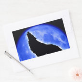 Wolf Howling bij Moon Rechthoekige Sticker (Envelop)