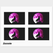 Wolf Howling bij Moon Rectangle Sticker (Vel)