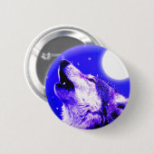 Wolf Howling bij Moon Ronde Button 5,7 Cm (Voorkant /achterkant)