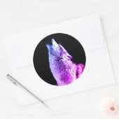 Wolf Howling bij Moon Ronde Sticker (Envelop)