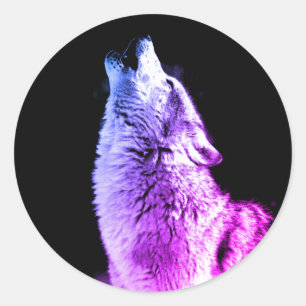Wolf Howling bij Moon Ronde Sticker