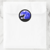 Wolf Howling bij Moon Ronde Sticker (Tas)