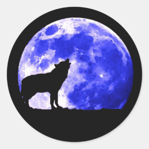Wolf Howling bij Moon Ronde Sticker