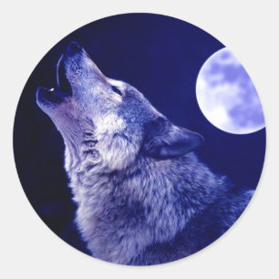 Wolf Howling bij Moon Ronde Sticker