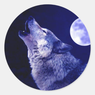 Wolf Howling bij Moon Ronde Sticker