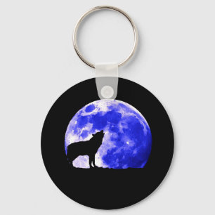 Wolf Howling bij Moon Sleutelhanger