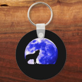 Wolf Howling bij Moon Sleutelhanger (Voorkant)