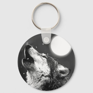 Wolf Howling bij Moon Sleutelhanger