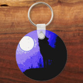 Wolf Howling bij Moon Sleutelhanger (Voorkant)