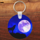 Wolf Howling bij Moon Sleutelhanger (Voorkant)