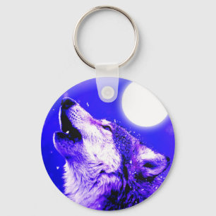 Wolf Howling bij Moon Sleutelhanger
