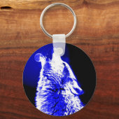 Wolf Howling bij Moon Sleutelhanger (Voorkant)