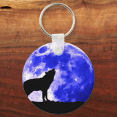 Wolf Howling bij Moon Sleutelhanger (Voorkant)