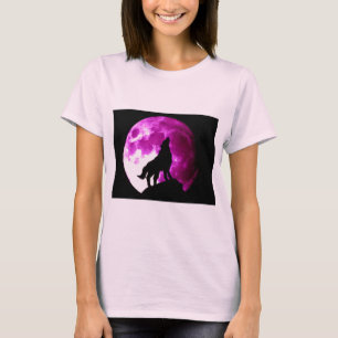 Wolf Howling bij Moon T-shirt