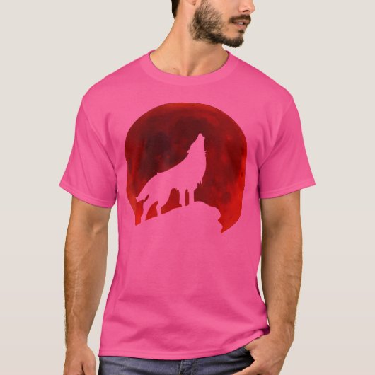 Wolf Howling bij Moon T-shirt (Voorkant)
