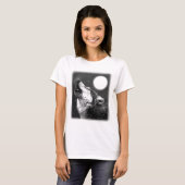Wolf Howling bij Moon T-shirt (Voorkant volledig)