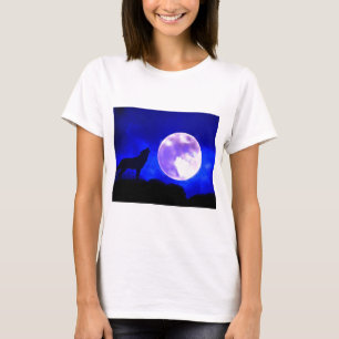 Wolf Howling bij Moon T-shirt