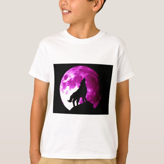 Wolf Howling bij Moon T-shirt (Voorkant)