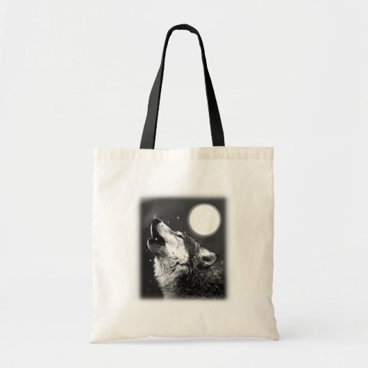 Wolf Howling bij Moon Tote Bag (Voorkant)