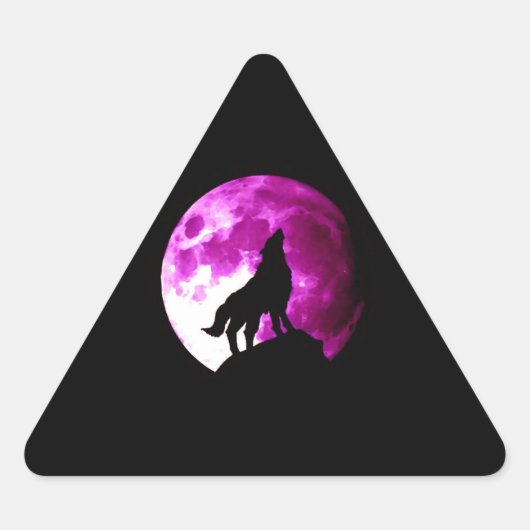Wolf Howling bij Moon Triangle Sticker (Voorkant)