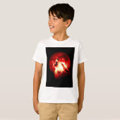 Wolf Howling bij Rode Nacht T-shirt (Voorkant volledig)