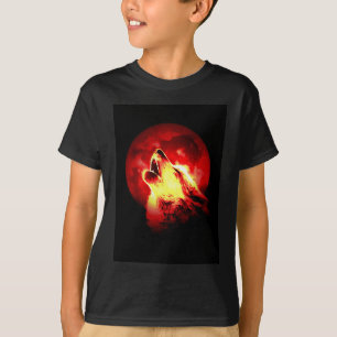 Wolf Howling bij Rode Nacht T-shirt