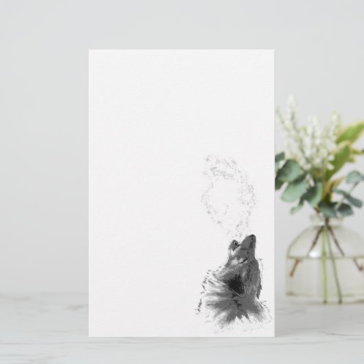 Wolf Howling Briefpapier (Staand voorkant)