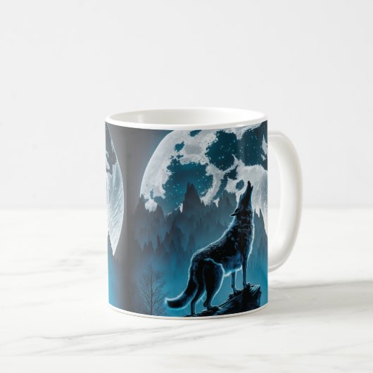 Wolf Howling Coffee Mug (Devant droit)