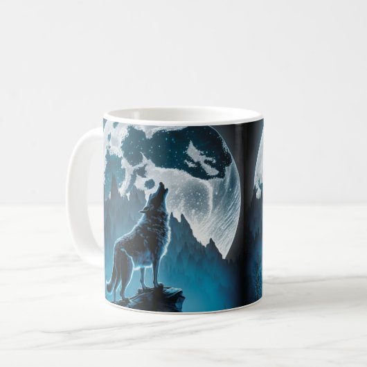 Wolf Howling Coffee Mug (Devant gauche)