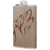 Wolf howling gegraveerd op houten design heupfles (Links)