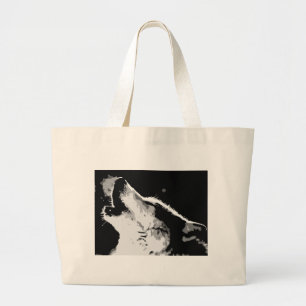 Wolf Howling Grote Tote Bag