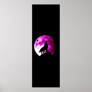 Wolf Howling in Moon Poster - Fantasy Art