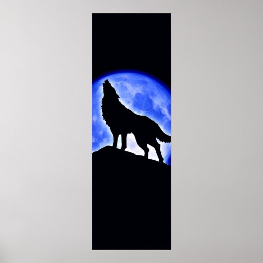 Wolf Howling in Moon Poster - Wolf Posters (Voorkant)