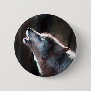 Wolf Howling Lone Wolf Ronde Button 5,7 Cm