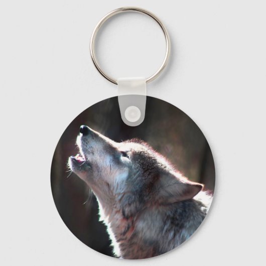 Wolf Howling Lone Wolf Sleutelhanger (Voorkant)