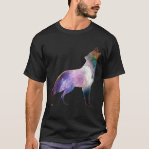 Wolf howling-melkweguniversum t-shirt