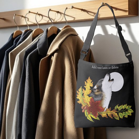 Wolf Howling Moon Crossbody Tas