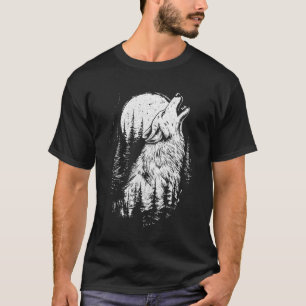 Wolf Howling Moon Forest Natuur Wildlife Animal Gr T-shirt