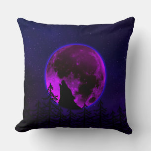 WOLF HOWLING MOON MAGENTA KUSSEN