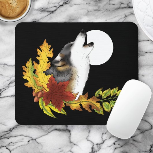 Wolf Howling Moon Muismat