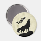 Wolf Howling op de foto van de maan Persoonlijk Magneet (Voorkant / Achterkant)